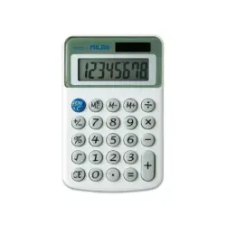 Milan Nata Calculadora de Sobremesa 8 Digitos - 3 Teclas de Memoria y Raiz Cuadrada - Botones Redondeados - Apagado Automatico -