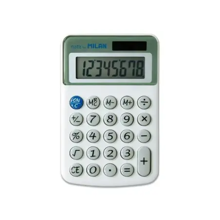 Milan Nata Calculadora de Sobremesa 8 Digitos - 3 Teclas de Memoria y Raiz Cuadrada - Botones Redondeados - Apagado Automatico -