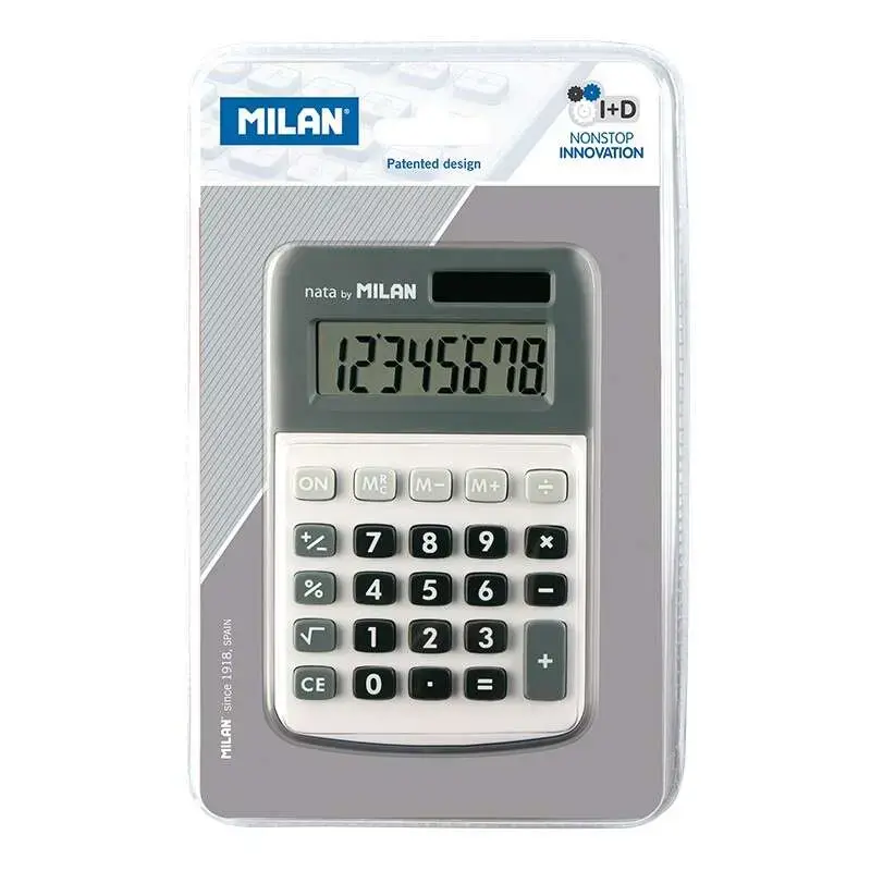 Milan Calculadora de 8 Digitos - Calculadora de Sobremesa - 3 Teclas de Memoria y Raiz Cuadrada - Color Gris | Ahorro Imprimiend