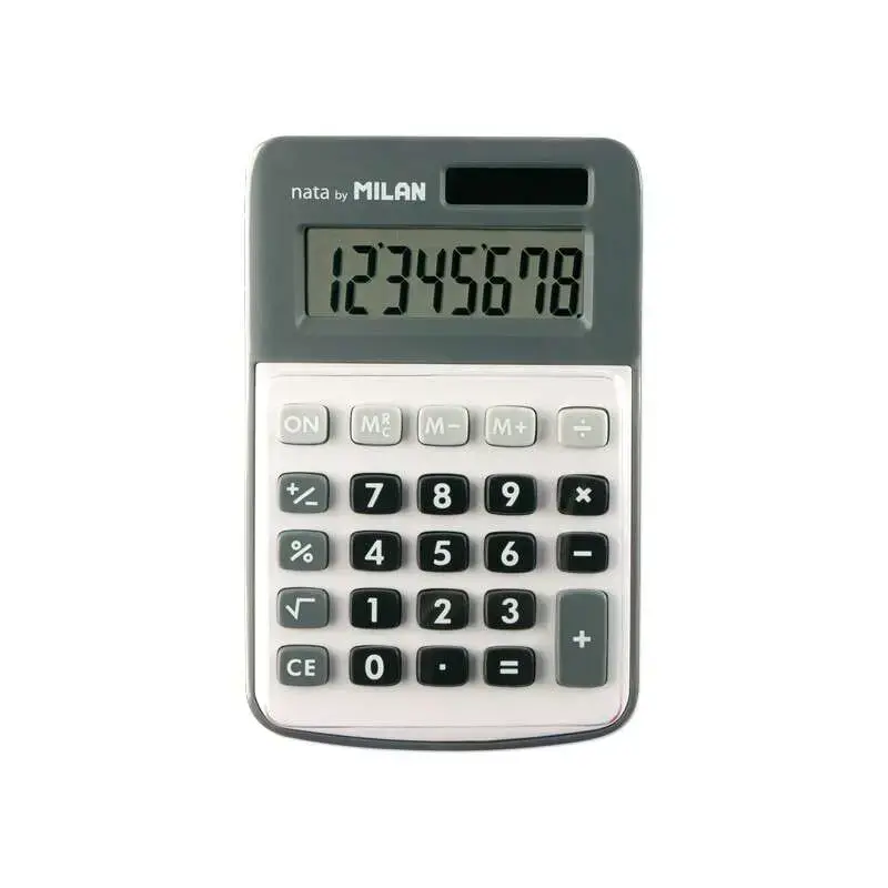 Milan Calculadora de 8 Digitos - Calculadora de Sobremesa - 3 Teclas de Memoria y Raiz Cuadrada - Color Gris | Ahorro Imprimiend