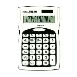 Milan Calculadoras de 12 Digitos - 3 Teclas de Memoria - Raiz Cuadrada - Calculo de Margenes - Tecla de Apagado - Color Blanco y