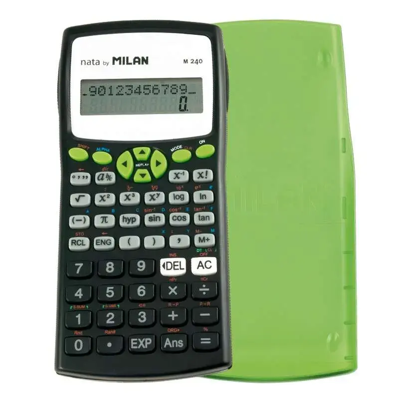 Milan M240 Calculadora Cientifica 10+2 Digitos - Pantalla de 2 Lineas - 240 Funciones Integradas Incluyendo 124 Cientificas - Ca