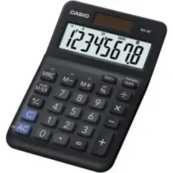 Casio MS-8F Calculadora de Sobremesa con Pantalla Extragrande de 8 Digitos - Signos de Comando de Funcion - Alimentacion Solar y