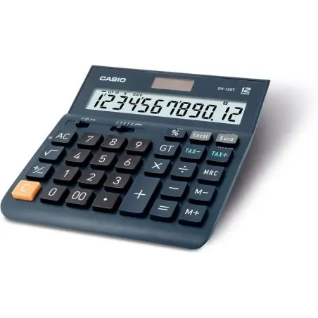 Casio DH-12ET Calculadora de Sobremesa - Pantalla Extragrande de 12 Digitos - Alimentacion Solar y Pilas - Color Azul Oscuro | A
