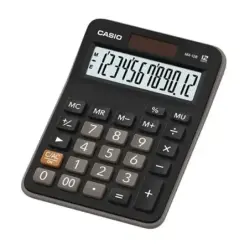 Casio MX-12B Calculadora de Escritorio Pequeña - Pantalla LCD de 12 Digitos - Solar y Pilas - Color Negro | Ahorro Imprimiendo