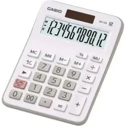 Casio MX-12B Calculadora de Escritorio Pequeña - Pantalla LCD de 12 Digitos - Solar y Pilas - Color Blanco | Ahorro Imprimiendo