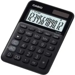 Casio MS-20UC Calculadora de Sobremesa Pequeña - Pantalla LCD de 12 Digitos - Alimentacion Solar y Pilas - Color Negro | Ahorro