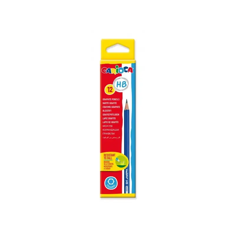 Carioca Lapiz de Grafito HB - Facil de Borrar y Sacar Punta - Cuerpo Triangular Agradable al Tacto - Mina Resistente a las Caida
