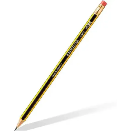 Staedtler Noris 122 Lapiz de Grafito Hexagonal con Goma - Mina HB - Resistencia a la Rotura - Sin PVC ni Latex | Ahorro Imprimie