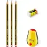 Staedtler Noris 120 Pack de 3 Lapices de Grafito Hexagonales + Goma de Borrar + Sacapuntas - Mina HB Ultrarresistente de 2mm - M