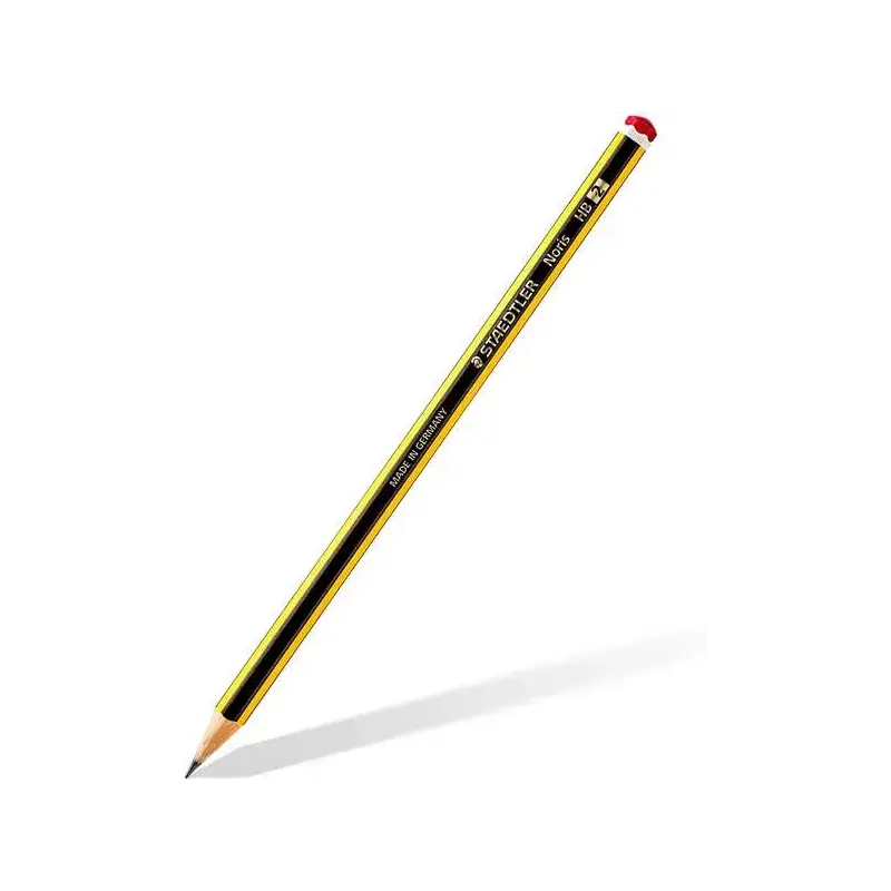 Staedtler Noris 120 Pack de 12 Lapices de Grafito Hexagonales + Goma de Borrar - Mina HB Ultrarresistente de 2mm - Madera de Bos