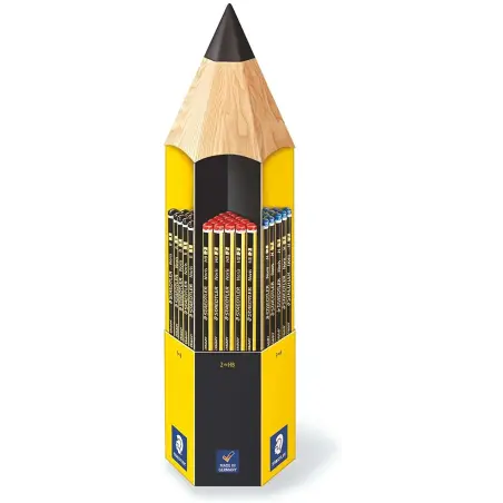 Staedtler Noris 120 Expositor de 90 Lapices de Grafito Hexagonal - Diferentes Graduaciones de Mina - Madera de Bosques Sostenibl
