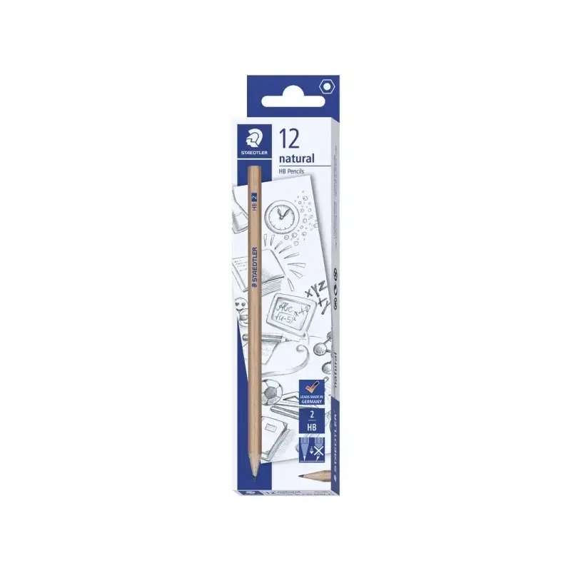 Staedtler Noris Natural 130 Lapiz de Grafito Hexagonal HB - Madera Certificada FSC - Cuerpo de Color Madera Natural | Ahorro Imp