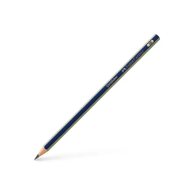Faber-Castell Goldfaber 1221 Lapiz de Grafito 2B - Alta Calidad - Resistente a la Rotura - Cuerpo en Azul y Rayas Doradas | Ahor