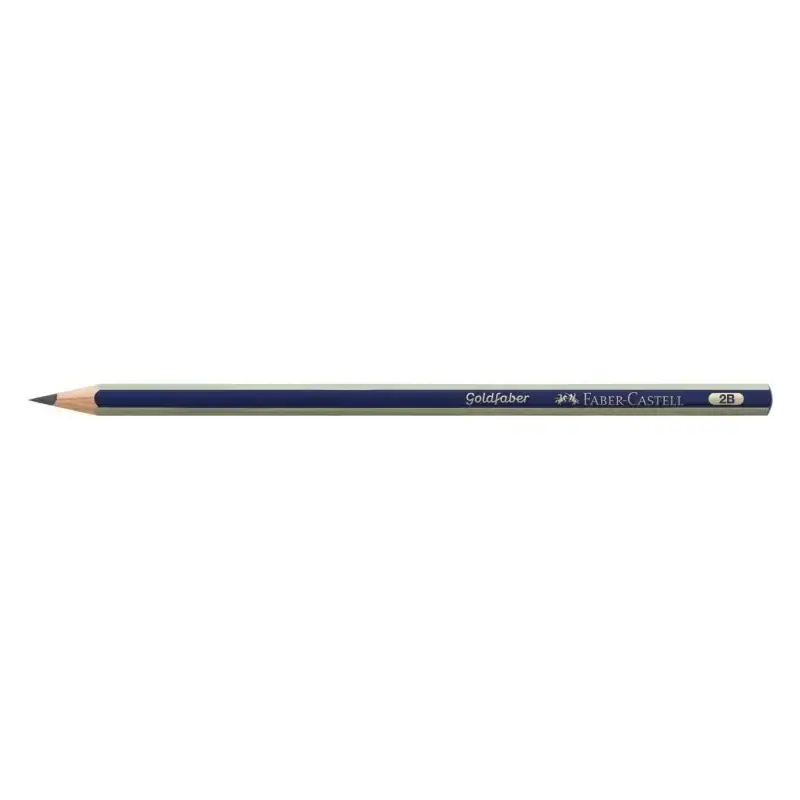 Faber-Castell Goldfaber 1221 Lapiz de Grafito 2B - Alta Calidad - Resistente a la Rotura - Cuerpo en Azul y Rayas Doradas | Ahor