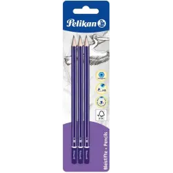 Pelikan Blister de 3 Lapices de Madera HB - Punta de Grafito - Cuerpo Barnizado - Seccion Hexagonal - Mina Resistente | Ahorro I