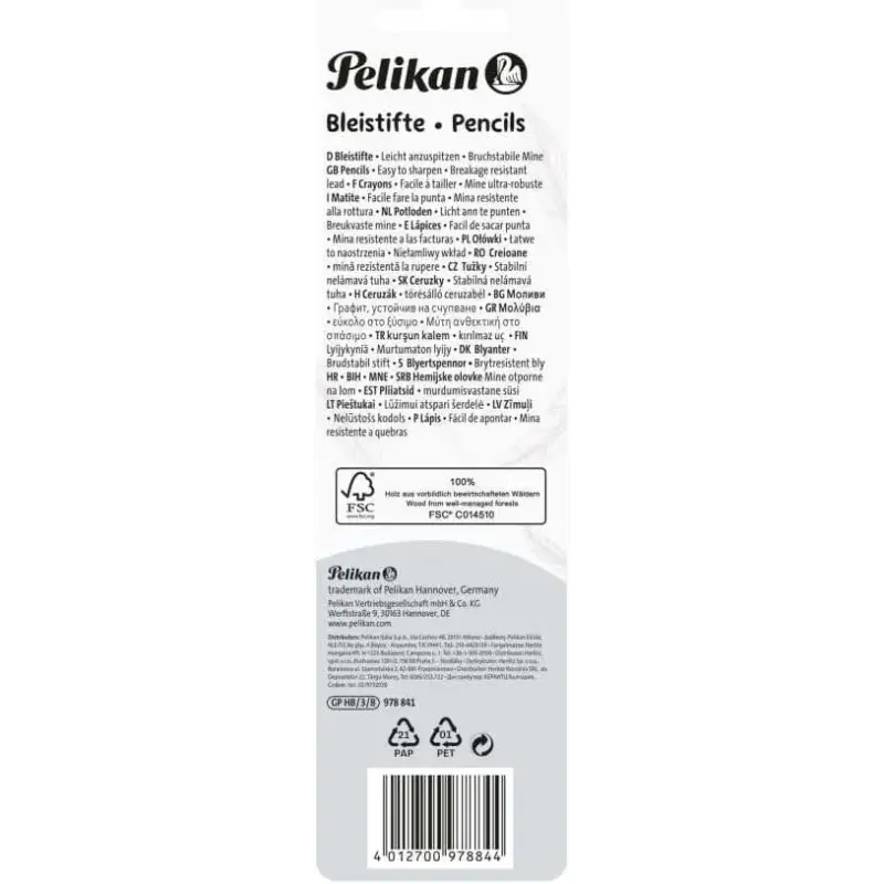 Pelikan Blister de 3 Lapices de Madera HB - Punta de Grafito - Cuerpo Barnizado - Seccion Hexagonal - Mina Resistente | Ahorro I