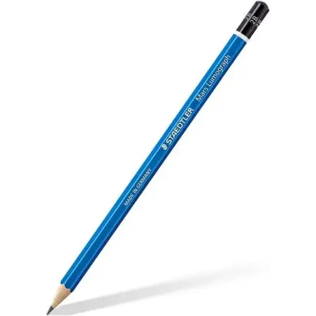 Staedtler Mars Lumograph 100 Lapiz de Grafito Hexagonal - Mina 2B - Resistencia a la Rotura - Madera de Bosques Sostenibles | Ah