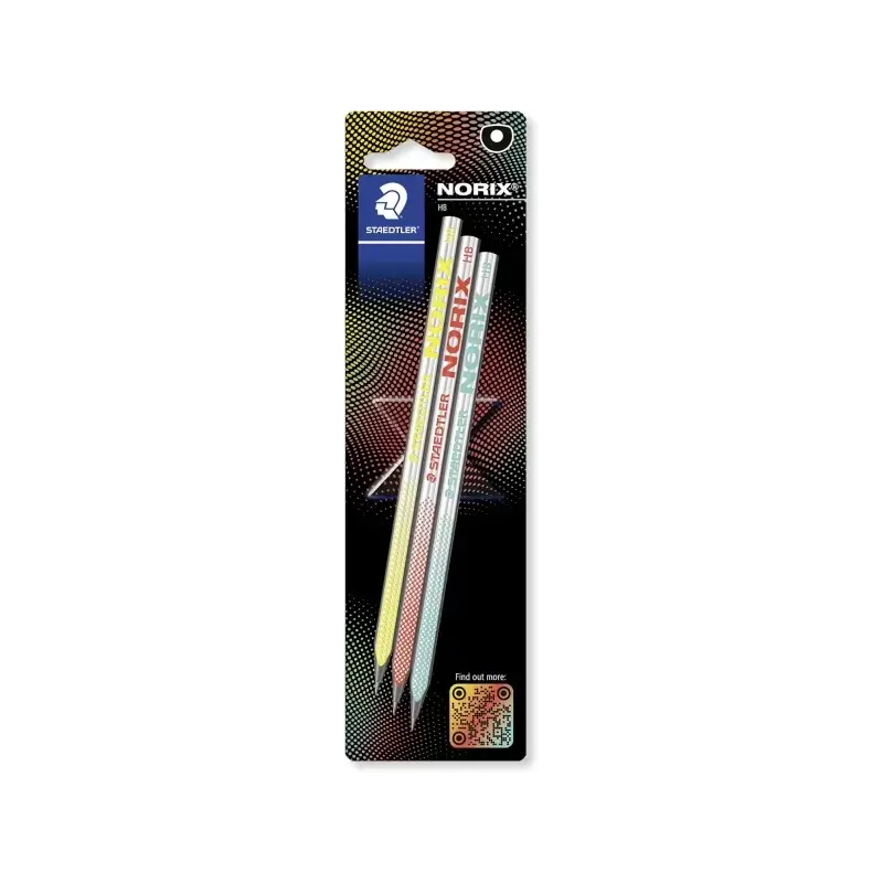 Staedtler Norix Pack de 3 Lapices de Grafito HB - Madera Negra - Diseño Inteligente | Ahorro Imprimiendo