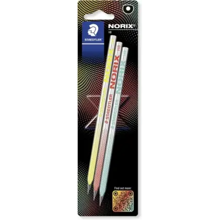 Staedtler Norix Pack de 3 Lapices de Grafito HB - Madera Negra - Diseño Inteligente | Ahorro Imprimiendo