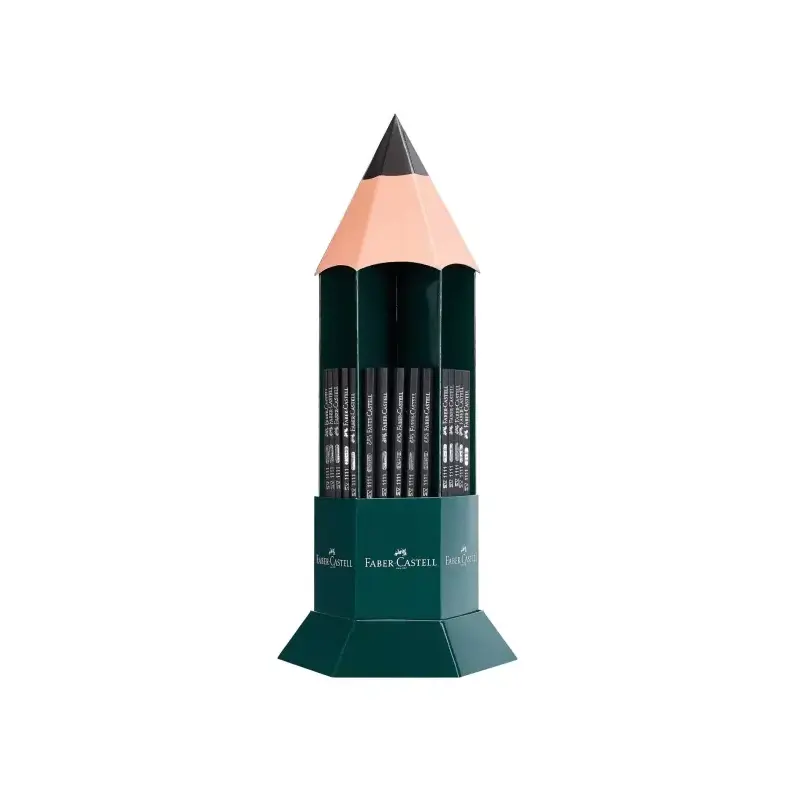 Faber-Castell Castell 1111 Expositor con 120 Lapices de Grafito - Grados de dureza Surtidos - Mina Resistente a la Rotura - Cuer