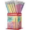 Stabilo Swano Pastel Expositor con 72 Lapices de Grafito HB de 2.2mm con Goma - Mina Antirrotura - Forma Hexagonal - Colores Pas