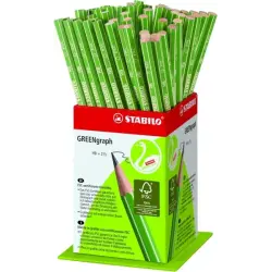 Stabilo GREENgraph Expositor con 60 Lapices de Grafito - Mina HB 2.2mm - 100% Madera Cultivada de Forma Sostenible - Cuerpo de C