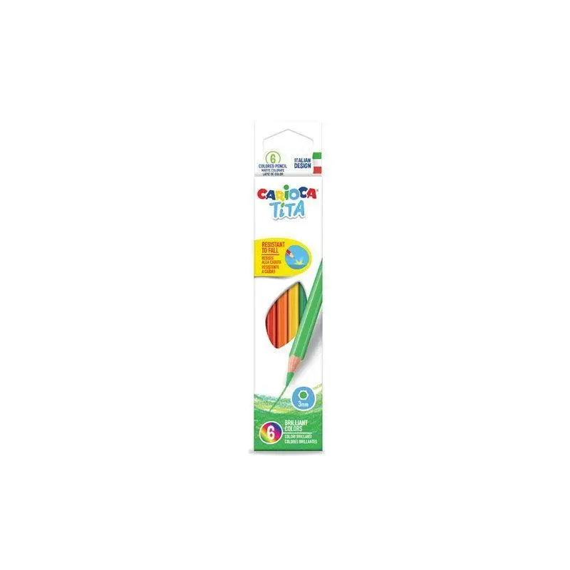 Carioca Tita Pack de 6 Lapices de Colores - Cuerpo Hexagonal - Mina Resistente - Colores Surtidos | Ahorro Imprimiendo