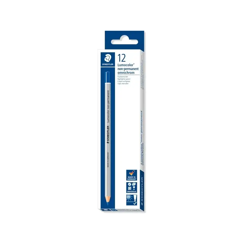 Staedtler Lumocolor 108 Lapiz de Color Hexagonal - Especial para Superfiices Lisas - Marcado Opaco - Color Azul | Ahorro Imprimi
