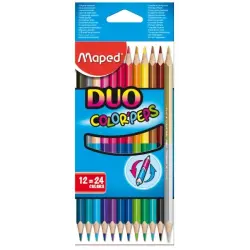 Maped Color´Peps Duo Pack de 12 Lapices Bicolores Triangulares - Doble Punta 2.9mm - Madera Certificada FSC - Colores Surtidos |