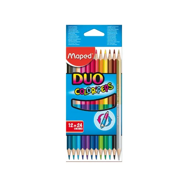 Maped Color´Peps Duo Pack de 12 Lapices Bicolores Triangulares - Doble Punta 2.9mm - Madera Certificada FSC - Colores Surtidos |