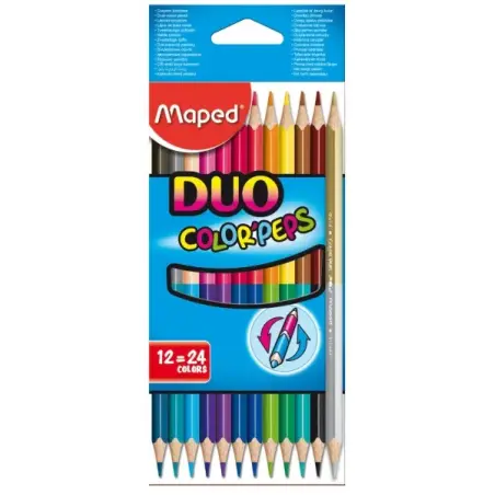 Maped Color´Peps Duo Pack de 12 Lapices Bicolores Triangulares - Doble Punta 2.9mm - Madera Certificada FSC - Colores Surtidos |