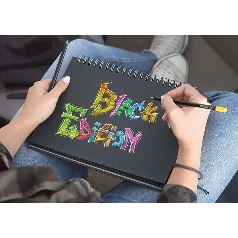 Faber-Castell Black Edition Pack de 12 Lapices de Colores Neon+Pastel - Mina Supersuave - Madera Negra - Ideales para Dibujo sob