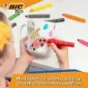 Bic Kids Multisuperficie Pack de 6 Lapices de Colores + Sacapuntas - Cuerpo Triangular - Minas Borrables en Superficies No Poros