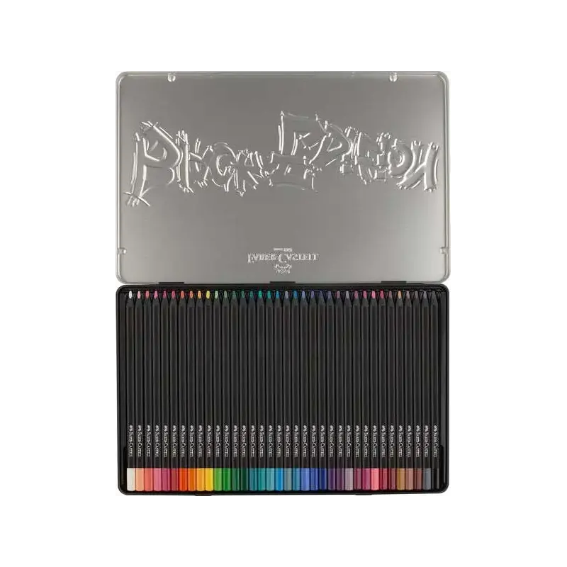 Faber-Castell Black Edition Caja Metalica de 36 Lapices de Colores - Mina Supersuave - Madera Negra - Ideales para Dibujo sobre