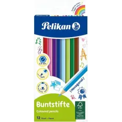 Pelikan Caja de 12 Lapices de Colores Hexagonales Lacados - Mina Antirotura - Certificacion FSC | Ahorro Imprimiendo