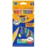 Bic Kids Evolution Stripes Caja de 12 Lapices de Colores Surtidos - Fabricados en Resina - Punta Ultraresistente - Mina Pigmenta