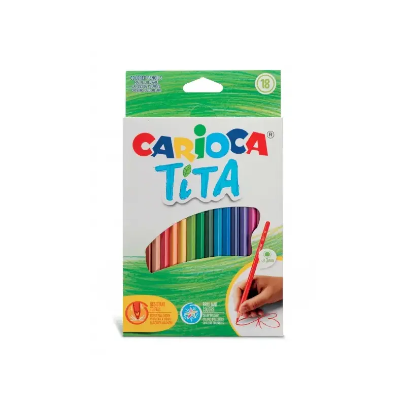 Carioca Tita Pack de 18 Lapices de Resina - Cuerpo Hexagonal - Colores Brillantes y Lavables - Escritura Blanda - Mina Segura y