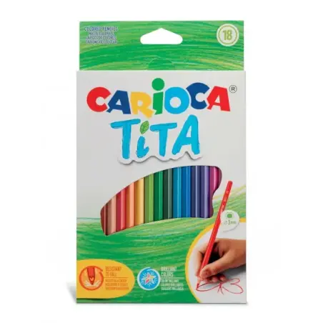 Carioca Tita Pack de 18 Lapices de Resina - Cuerpo Hexagonal - Colores Brillantes y Lavables - Escritura Blanda - Mina Segura y
