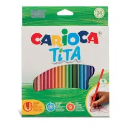 Carioca Tita Pack de 24 Lapices de Resina - Cuerpo Hexagonal - Colores Brillantes y Lavables - Escritura Blanda - Mina Ø 3mm Seg