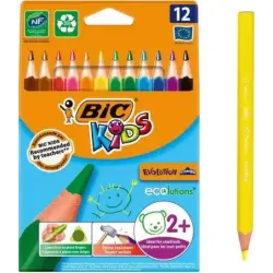 Bic Kids Evolution Triangle Pack de 12 Lapices de Colores Triangulares - Punta Ultraresistente - Sin Madera | Ahorro Imprimiendo