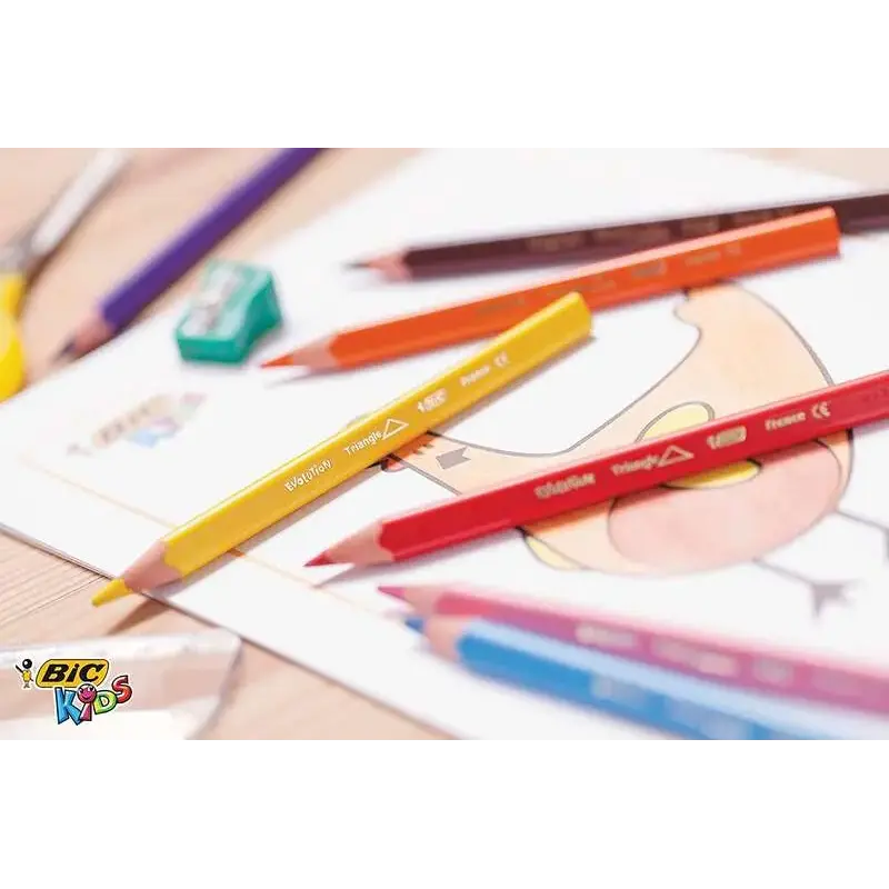 Bic Kids Evolution Triangle Pack de 12 Lapices de Colores Triangulares - Punta Ultraresistente - Sin Madera | Ahorro Imprimiendo