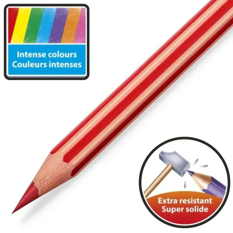 Bic Kids Evolution Stripes Caja de 18 Lapices de Colores surtidos - Fabricados en Resina - Punta Ultraresistente - Mina Pigmenta