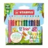 Stabilo Trio Animal Vibes Pack con 12 Lapices de Colores - Estampados Divertidos de Animales - Mina de 4.2mm - Forma Triangular