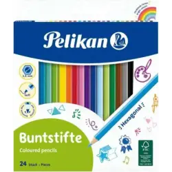 Pelikan Caja de 24 Lapices de Colores Hexagonales Lacados - Mina Antirotura - FSC | Ahorro Imprimiendo