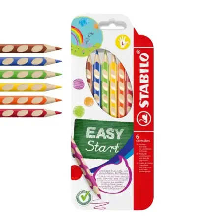 Stabilo Easycolors Pack con 6 Lapices de Colores Ergonomicos - Mina de 4.2mm - Forma Triangular - Uso Zurdo - Colores Surtidos |