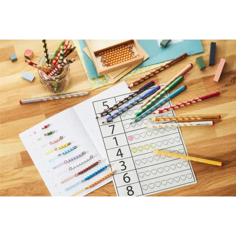 Stabilo Easycolors Pack con 6 Lapices de Colores Ergonomicos - Mina de 4.2mm - Forma Triangular - Uso Zurdo - Colores Surtidos |