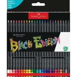 Faber-Castell Black Edition Pack de 24 Lapices de Colores - Mina Supersuave - Madera Negra - Ideales para Dibujo sobre Papel Cla