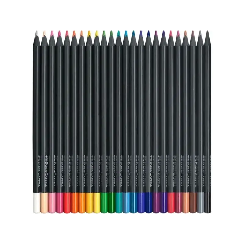 Faber-Castell Black Edition Pack de 24 Lapices de Colores - Mina Supersuave - Madera Negra - Ideales para Dibujo sobre Papel Cla