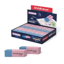 Erichkrause Hybrid Borrador de Doble Cara - Diferente Grado de Dureza - Caucho Termoplastico Hipoalergenico - Color Rosado y Azu